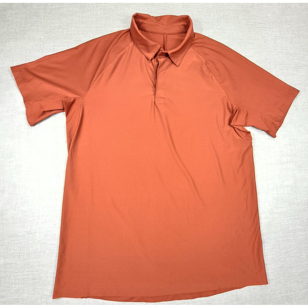 Lululemon Metal Vent Tech Polo Shirt Mens XL Burnt Orange Rust Short Sleeve Golf